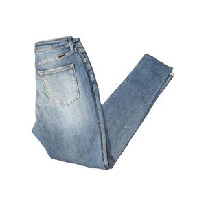 Kancan Jeans Women's Size 26 (Tag Says 28) Blue Skinny Distressed High Rise